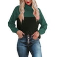 thumbnail image 5 of hirigin Women Sweater, Long Sleeve Turtleneck Contrast Color Knit Pullover for Casual Daily, 5 of 9