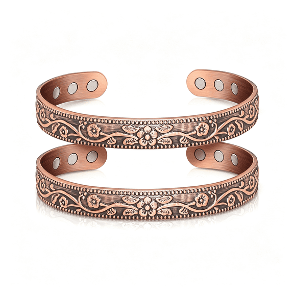 DESIGNICE Copper Bracelets for Women,99.99% Pure Copper Cuff Bangle with 3500 Gauss Magnets,Adjustable Jewelry with Gift Box(Set of 2)Pure Copper Bracelets for Women