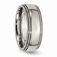 thumbnail image 4 of Solid Titanium Grooved and Beaded Edge 8mm Men's Plain Classic Wedding Band Ring Size 13, 4 of 7