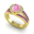 thumbnail image 2 of 2.35 Carat Elegant Oval Cut Pink Sapphire & Amethyst Gemstone Bridal Ring for Women Solid 18K Yellow Gold Size 11.5 by Diamond-Capitals, 2 of 8