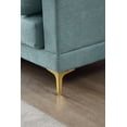 thumbnail image 6 of 93" Modern Leisure Sectional Sofa with Ottoman & 2 Moveable Pillows, 3 Seater L-Shaped Sofa Couch with Solid Wood Frame & Golden Metal Legs for Small Space, Living Room & Apartment, Turquoise, 6 of 7