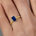 thumbnail image 4 of Gem Stone King 10K Yellow Gold Blue Created Sapphire and White Diamond Engagement Ring for Women (1.63 Cttw, Emerald Cut 8X6MM, Gemstone September Birthstone, Available in Size 5, 6, 7, 8, 9), 4 of 5