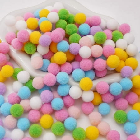 XmhyTop-A Craft Supplies 200 Pcs 1.5cm Fluffy Pompoms, DIY Decorations Party Decorations,for Crafts Holiday Party Decor Pompoms, Christmas Ornament Making Supplies,C