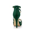 thumbnail image 2 of BLISSFUL STEP Women's Shoes Strappy Stiletto Heels Platform Ankle Strap Open Toe Faux Suede Sandals Emerald Green 7, 2 of 7