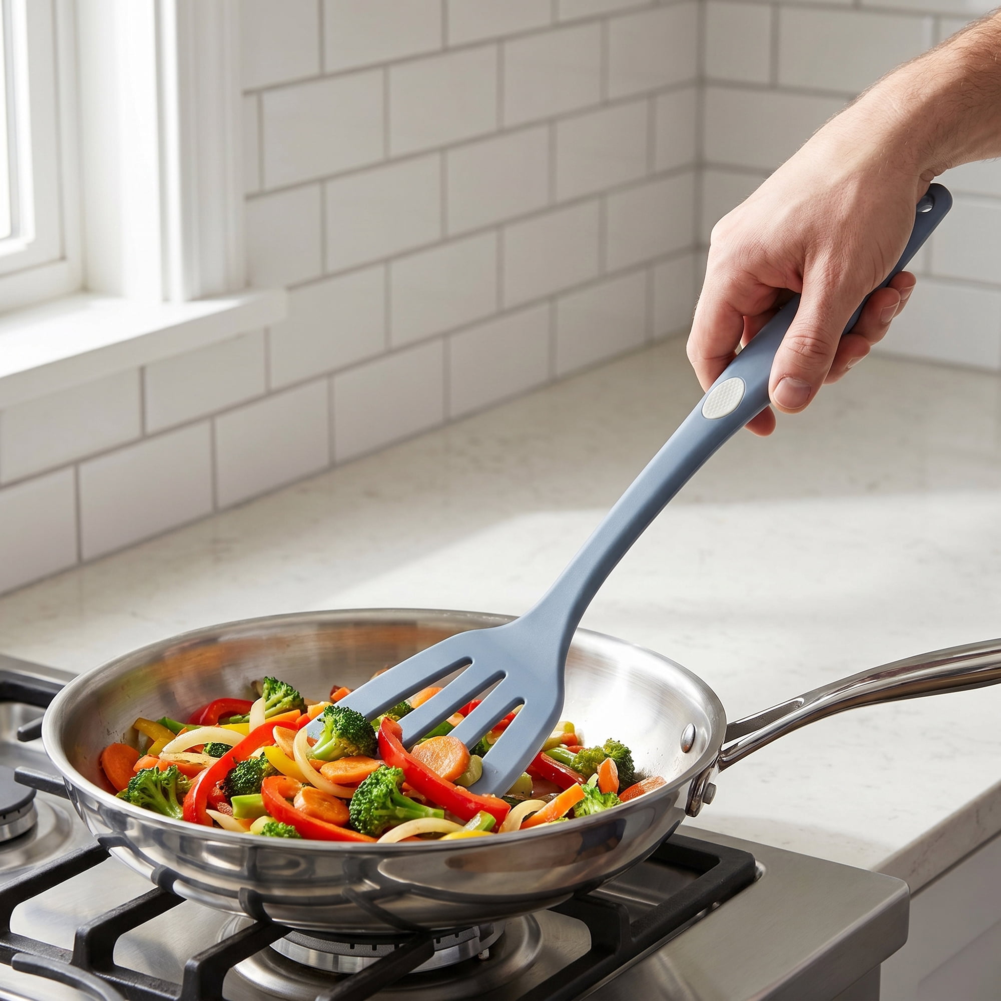 Unique Bargains Portable Kitchen Utensil Spatula Ideal for Flipping Blue 13.2x3.5 in