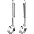 thumbnail image 1 of Máquina para hacer albóndigas, 2 cucharas de acero inoxidable antiadherentes, con orificio, mango largo, para cocinar, cocinas, comedores, bricolaje, 1 of 8