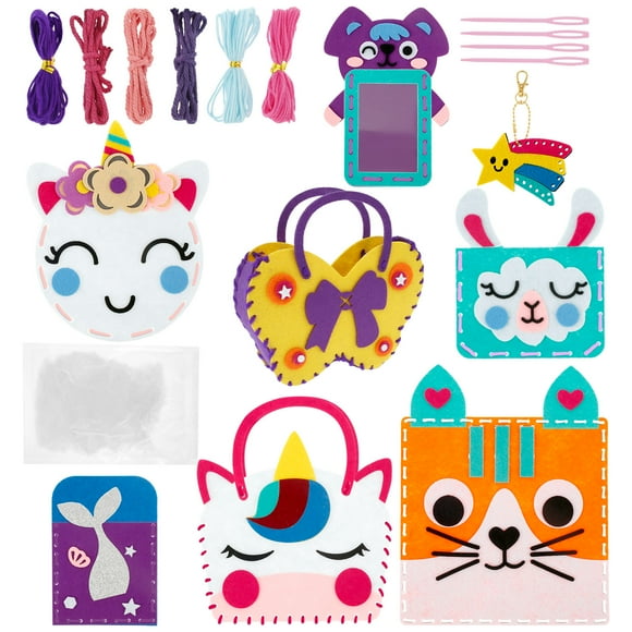 Wekvgz 2Pcs Animal Felt Craft Kit Interesting Easy to Use Crafting and Sewing Art Kits Safe Educational Animal Sewing Set Craft Cute Sewing Set Craft Kits for Boys and Girls