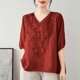 thumbnail image 2 of Camisas de Color Sólido para las Mujeres Casual 1/2 Manga V-Cuello Blusas, Top de Moda para Diario, Trabajo Y Fiesta, 2 of 4