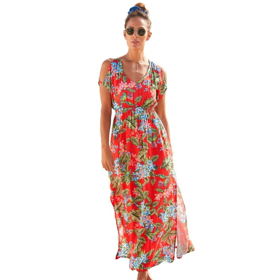 LASCANA Women's Floral Pattern Maxi Dress Flower