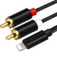 thumbnail image 1 of Adaptador auxiliar de audio con cable RCA para iPhone, cable auxiliar con divisor en Y de 2 conectores macho para iPhone para amplificadores, coches, sistemas de cine en casa, altavoces y más, 1 of 8
