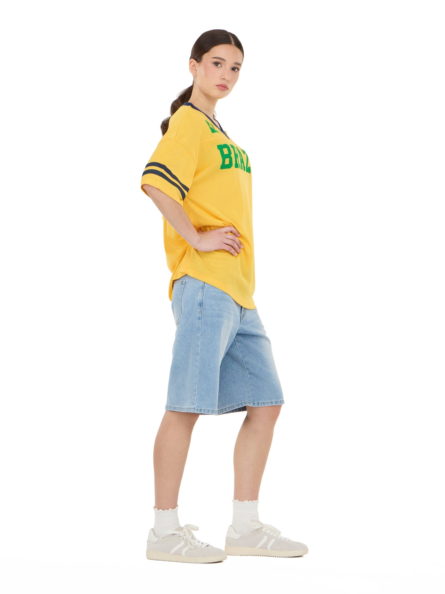 Forever 21 Women's Mesh Oversized Brazil Soccer Jersey Tee, Sizes XXS-XXL