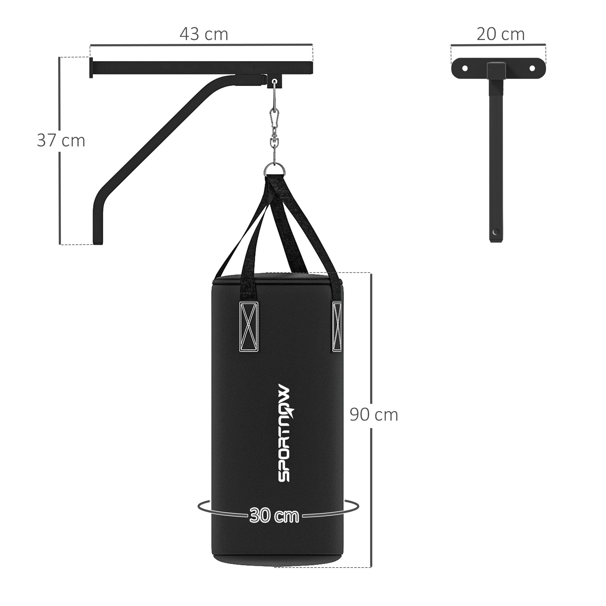 Exercise Equipment Soozier Unfilled Punching Bag for Adults, Heavy Bag Wall Mount Set with Bracket, Boxing Gloves, Hand Wraps and 360° Swivel Hook for Muay Thai and MMA Training,Workout Equipment