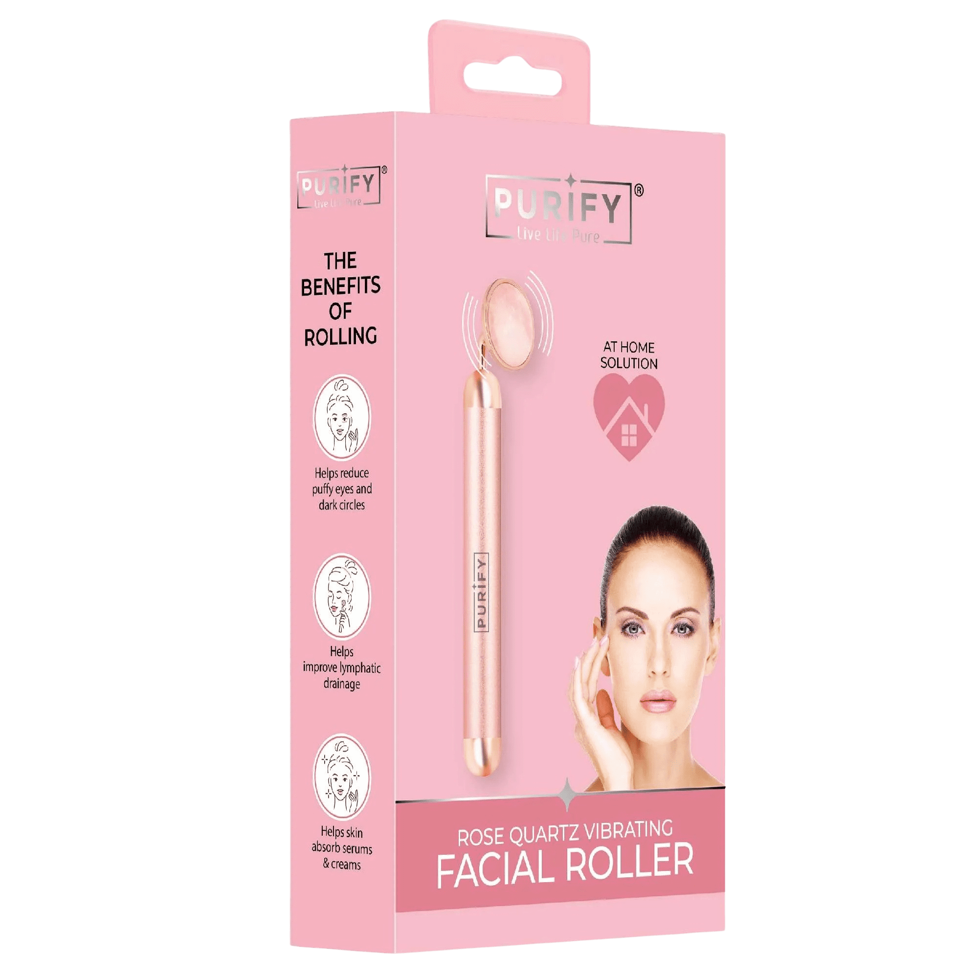 Purify Rose Quartz Vibrating Facial Roller