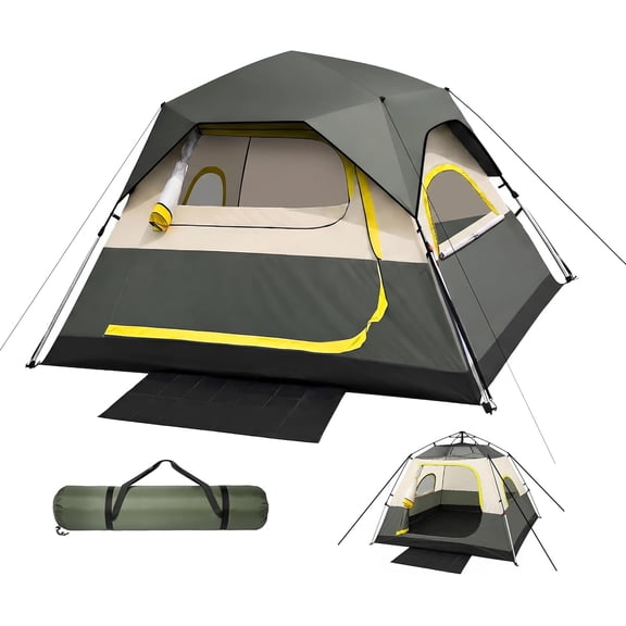 Tent 4 Person Tents for Camping - Instant Cabin Tent Setup in 50 Seconds with Rainfly & Windproof, Portable Pop Up Tents with Carry Bag for Family Outdoor Camping & Hiking