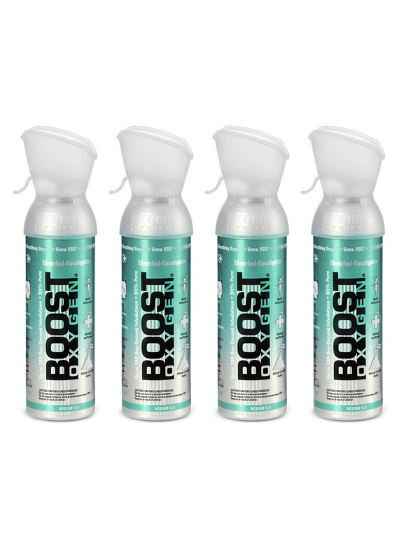 Boost Oxygen Natural Portable 5-Liter Pure Oxygen Canister, Menthol (4 Pack)