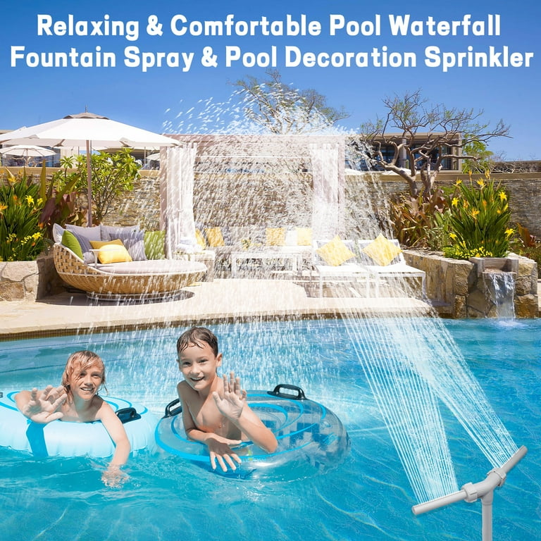 Pool Fountain Waterfall Sprinkler - Dual Spray Head For Above & In-Ground Swimming Pools, Adjustable Height & Direction, Pool Aerator & Cooler