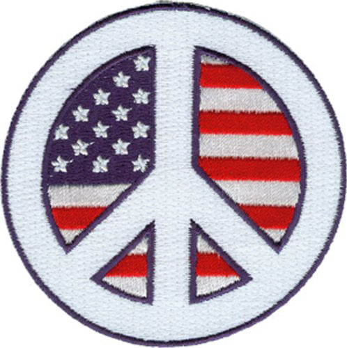 Peace Sign Anti War Symbol Embroidered Morale Hook Patch Badge Desert Tan 