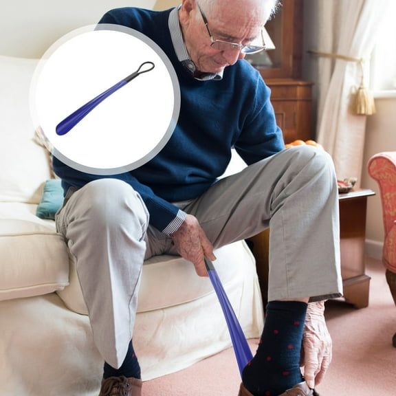 Professional ABS Long Handle Shoe Horn Comfortable Shoe Lifter for Women Men (Blue)
