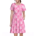 thumbnail image 1 of Balery Breast Cancer Awareness (3) Vestidos sueltos de manga corta para mujer, vestidos de verano 2025, vestidos casuales de corte A con vuelo., 1 of 6