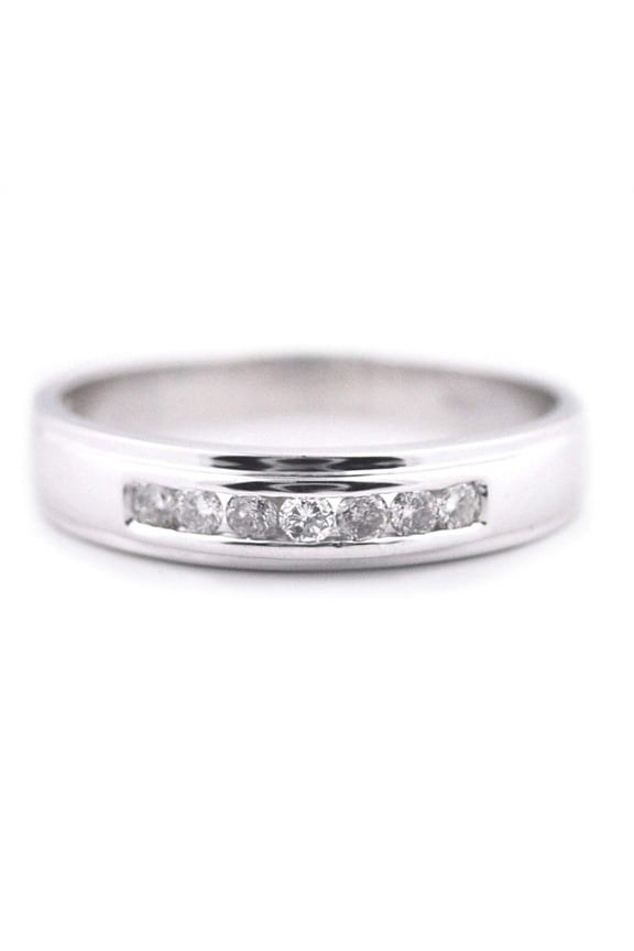 10K White Gold Natural Diamond Wedding Band Ring Mens 1/4ctw Channel Set 5mm Wide (i2/i3, i/j) (14)