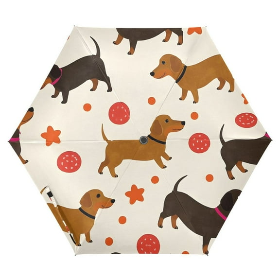 ALAZA Dachshund Dog Balls UPF 50  Compact Folding Umbrella for Rain Travel Umbrella Packable
