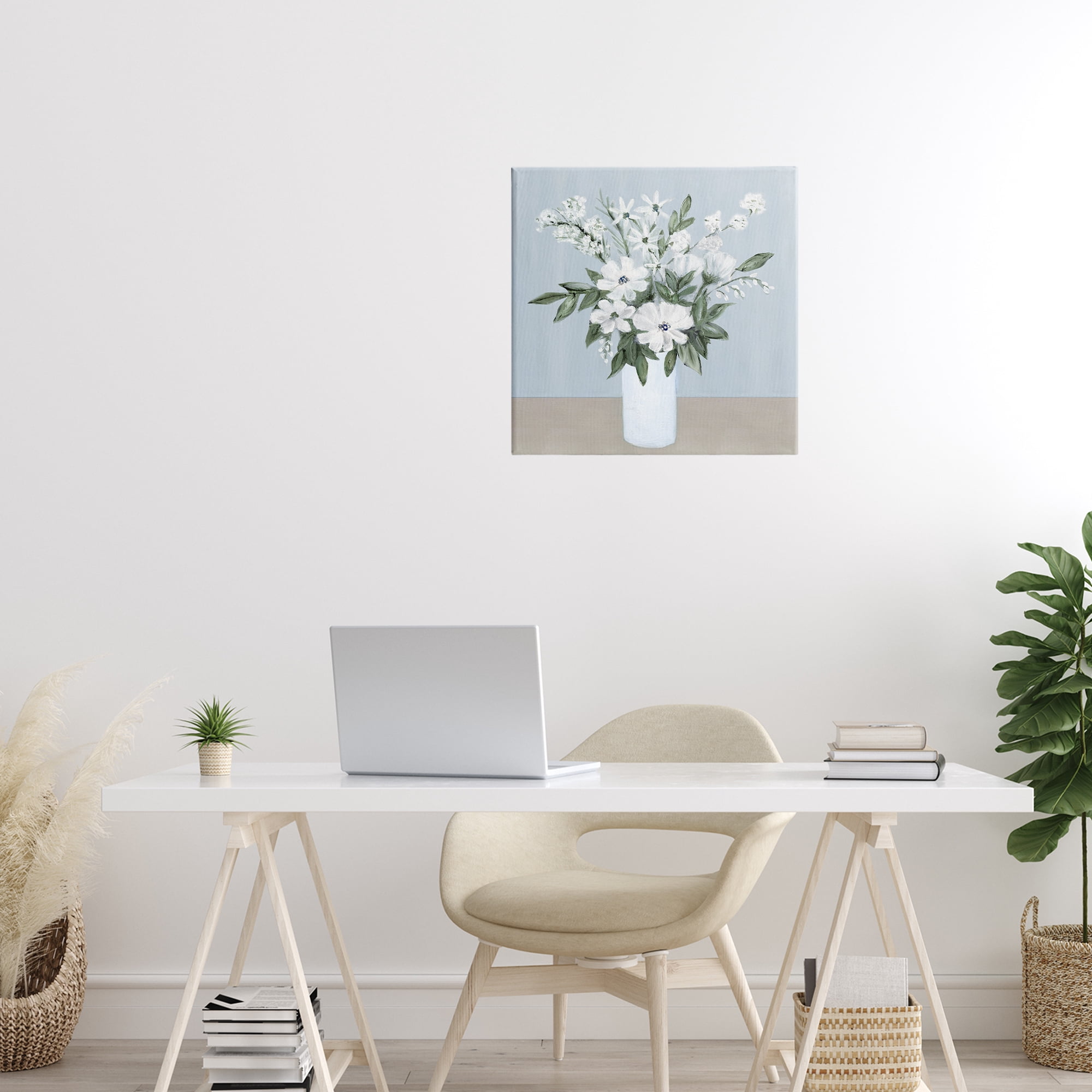 Stupell Industries Mixed White Blooms on Blue Canvas Wall Art, design by Marilyn Dunlap