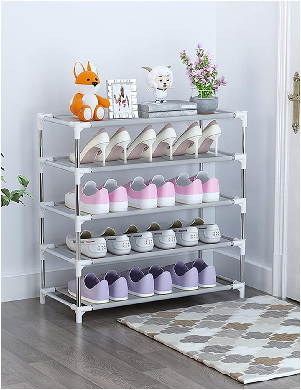 DUAIU 5Layer Home Simple Shoe Rack MultiLayer Dormitory Door Storage