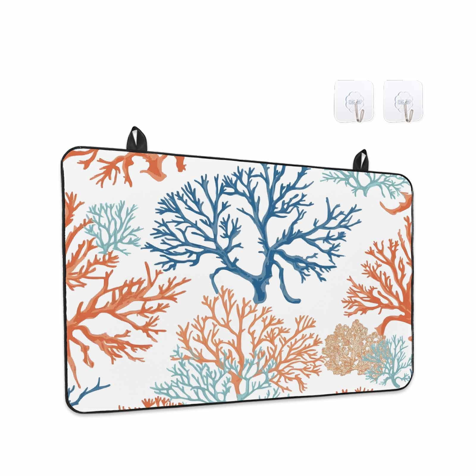 Ocean Coral Stove Top Cover for Electric Stove, Heat-proof & Non Slip Glass Top Stove Cover Protector, Coastal Orange Blue Green Nature Abstract Kitchen Flat Cooktop Rubber Mat 24x21 Inches