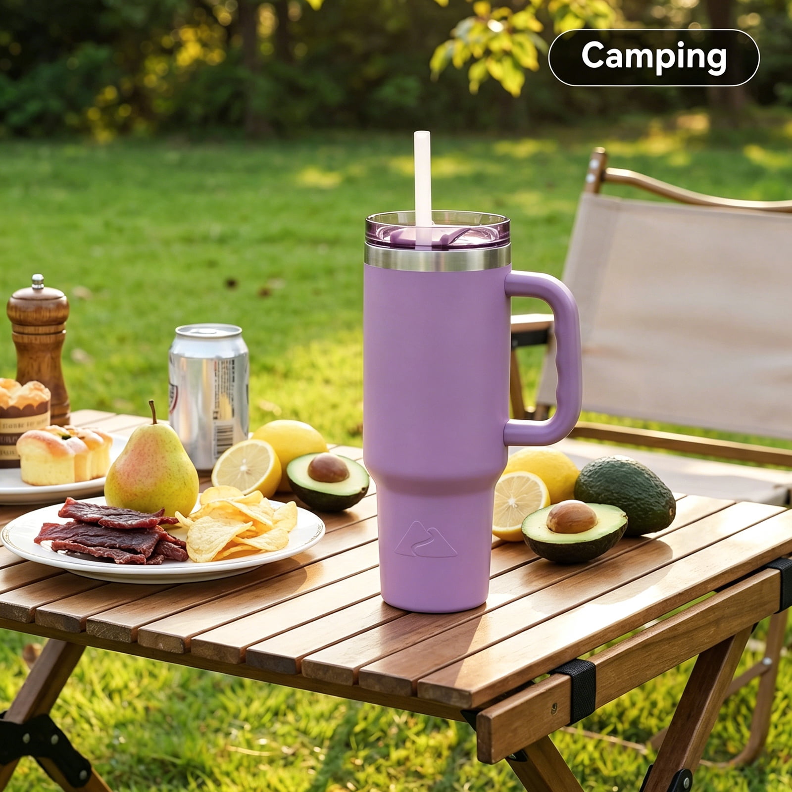 Ozark Trail 40 oz Stainless Steel Insulated Tumbler with Handle, New Lilac
