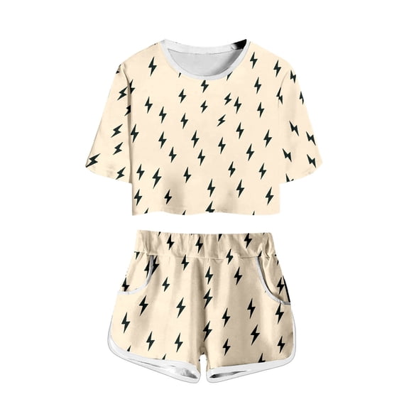 Toddler Boy Outfits 2 Piece Loose Graphic Print Short Sleeve Crew Neck Cropped T-Shirt Top And Shorts Casual Boys' Clothing Sets Size 4-5 Years