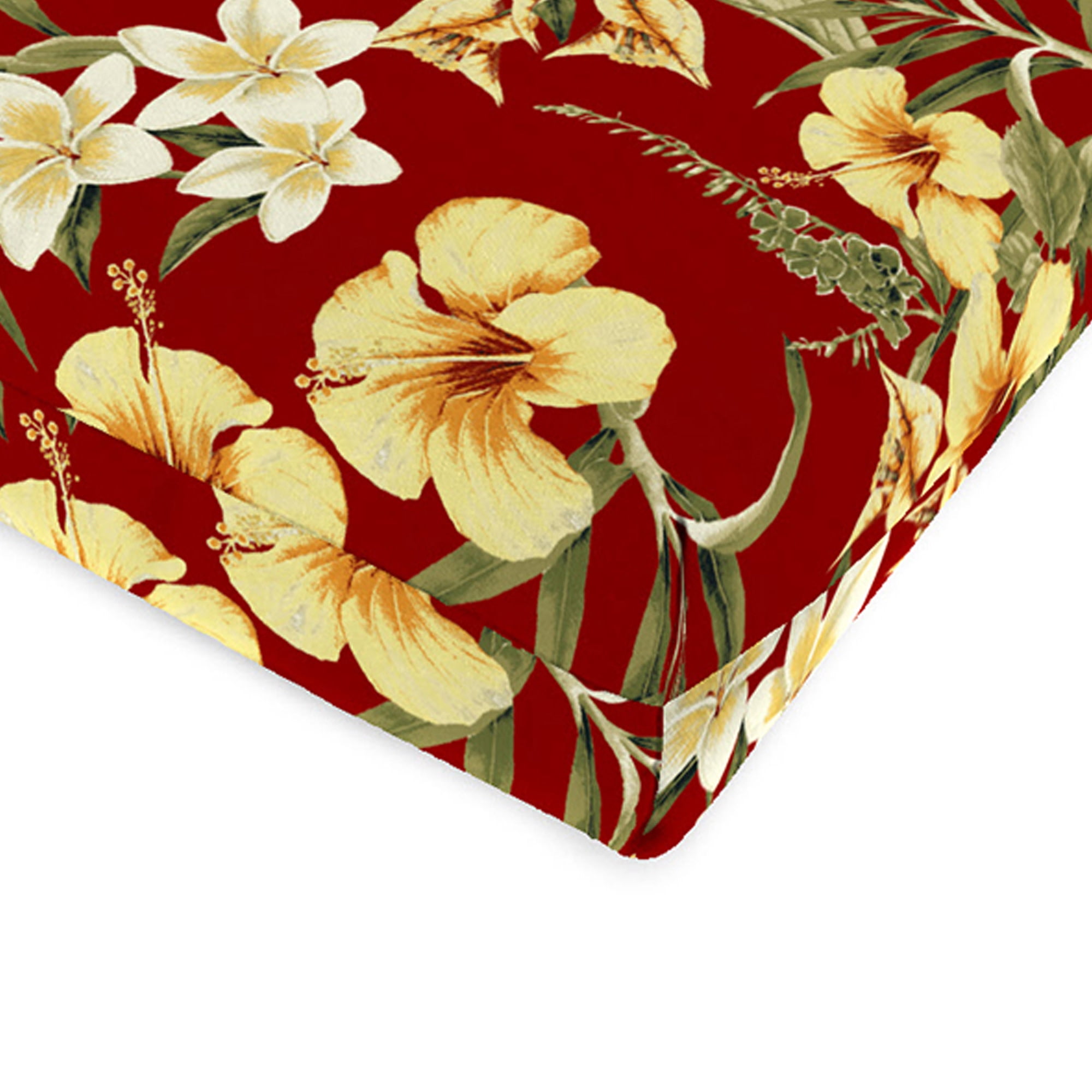 Jordan Manufacturing 44" x 22" Capulet Red Floral Rectangular Outdoor Chair Cushion with Ties and Hanger Loop