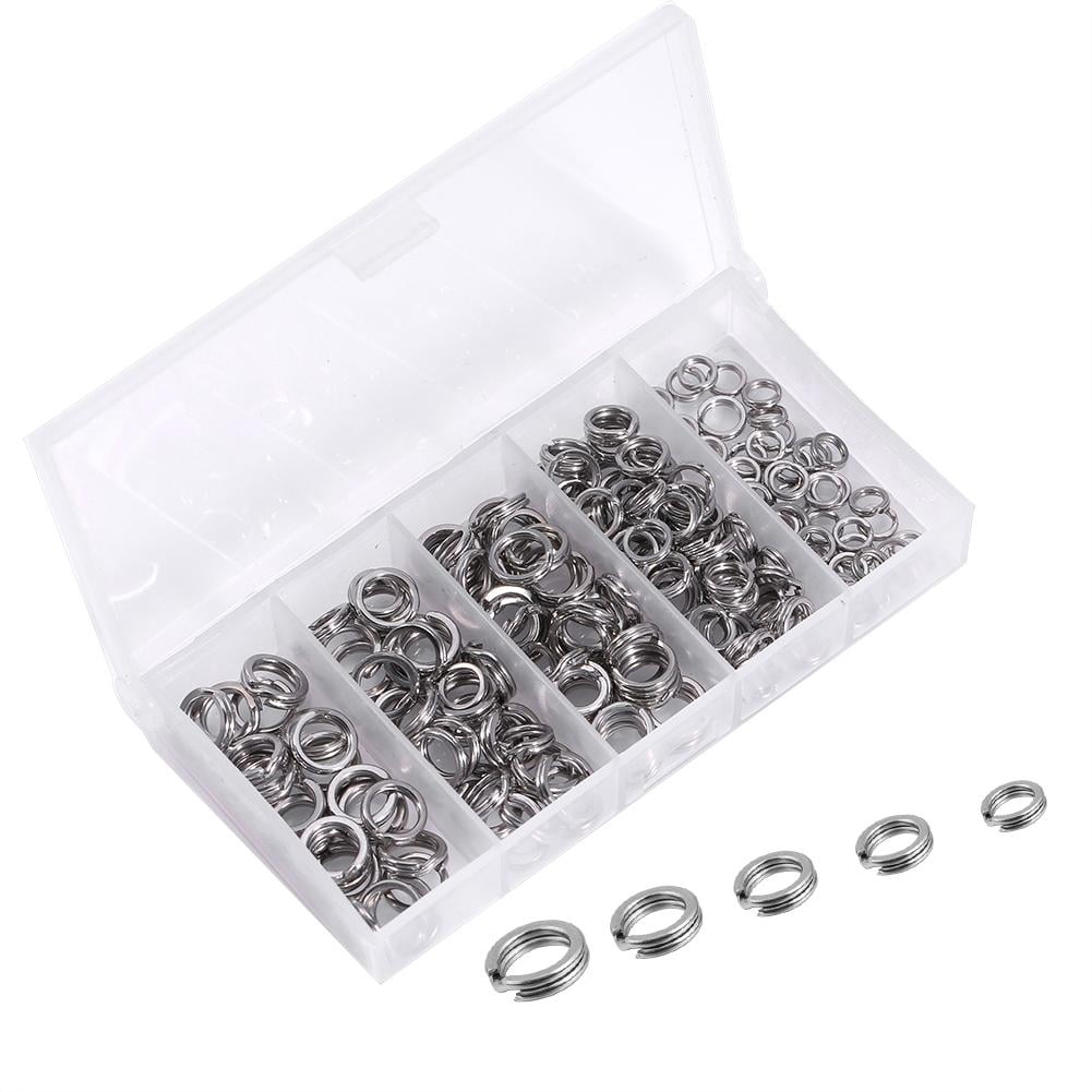 200pcs Stainless-Steel Fishing Split Rings Double Loop Connectors Tackle 5-Sizes 
