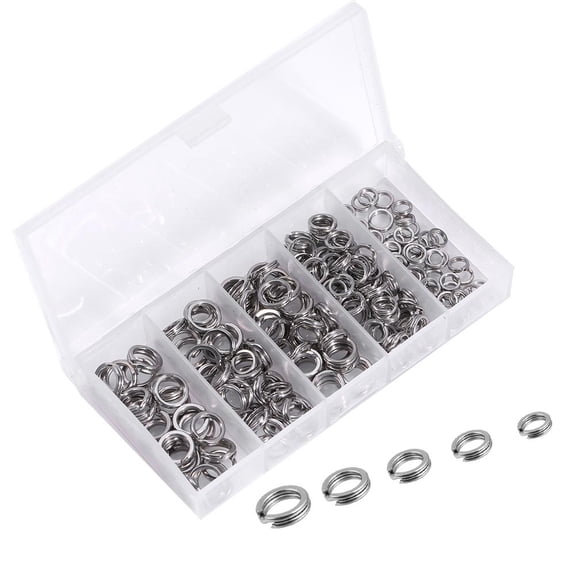 Fdit 200PCS 5Sizes Stainless Steel Split Rings Solid Lures Connectors Fishing Tackle,Stainless Steel Fishing Tackle,Fishing Tackle