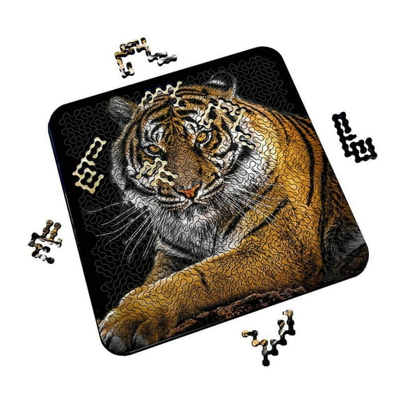 Torched Mind Bending Puzzle Tiger Stare 100 Pieces Wood 11.3"x11.3"x1/2"