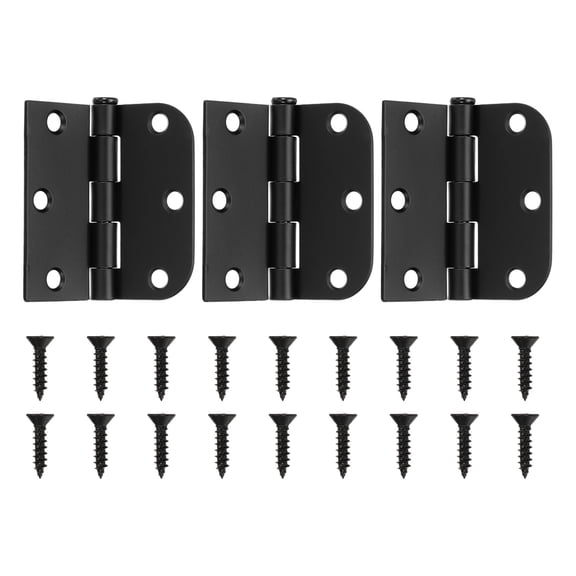3 x 3 Inches Door Hinges, Smooth Ball Bearing Hinges with Square and 5/8" Radius Corner Removable Pin for Bedroom Interior Door (Matte Black, 3 Pcs)