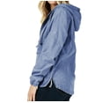 thumbnail image 2 of Womens Premium Cotton Casual Hoodie Half Zip Pullover Denim Jean Jacket (Medium Blue, L), 2 of 3