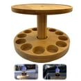 thumbnail image 1 of Bamboo Essential Oil Rack, 17.78x17.78cm, 2-Tier Rotating, for Storage & Display, 1 of 7