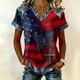 thumbnail image 2 of longantii 4th Of July Womens Shirts Loose Fit Pullover Comfy Vneck Short Sleeves Tees 250 Anniversary Usa American Flag Summer Clothes Red S, 2 of 4