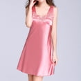 thumbnail image 5 of Lu's Chic Women's Sleeveless Chemise Nightgown Satin Lingerie Shelf Bra Full Slip Tank Sexy Negligee Sleepwear Pleated Nighty Lace Silk Nightdress A Line V Neck Summer Sleep Dress Mini Coral XX-Large, 5 of 5