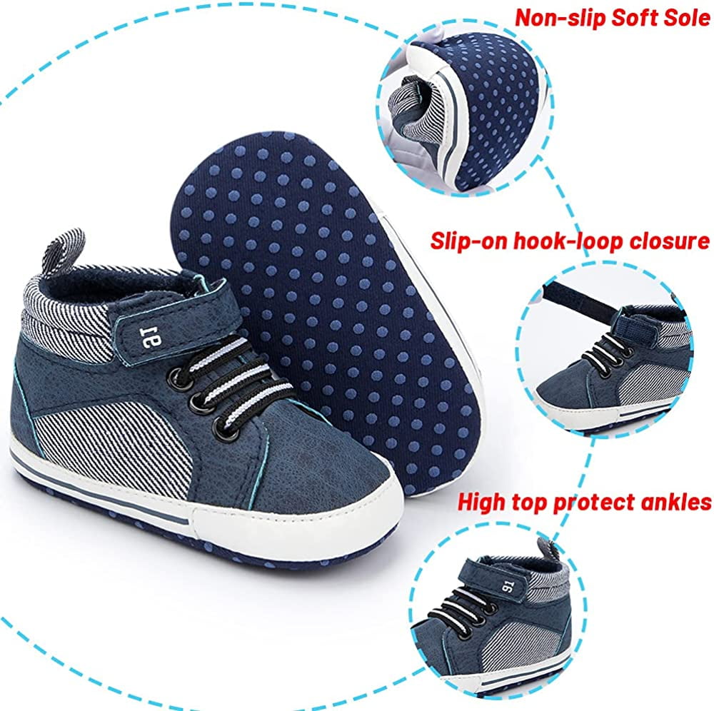 Bonario Baby Boys Girls Shoes Infant High Tops Ankle Sneakers Soft Anti-Slip Sole for First Walkers 3-18 Months