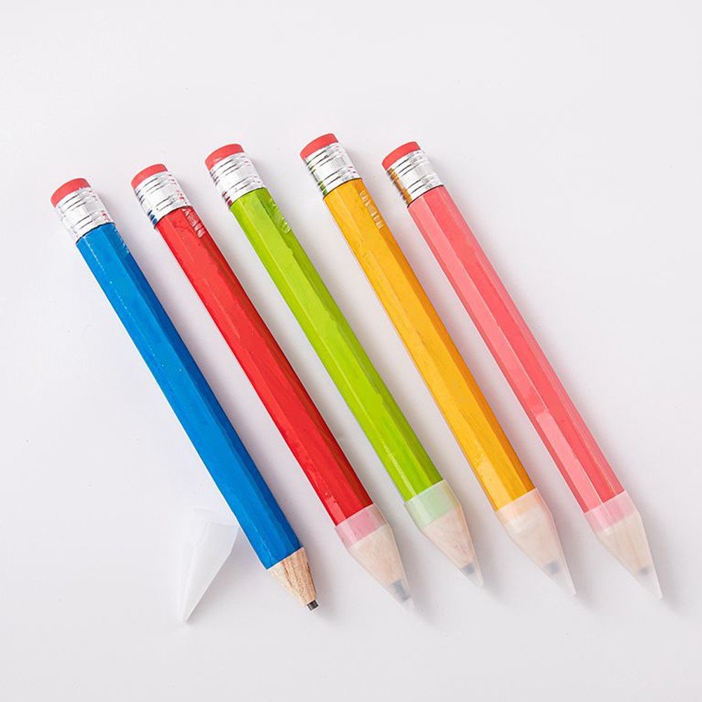 Hzzsbu 5 Pcs Wooden Jumbo Pencils, Novelty Big Pencil with Eraser Huge Giant Pencil Large Pencil for s Home Preers