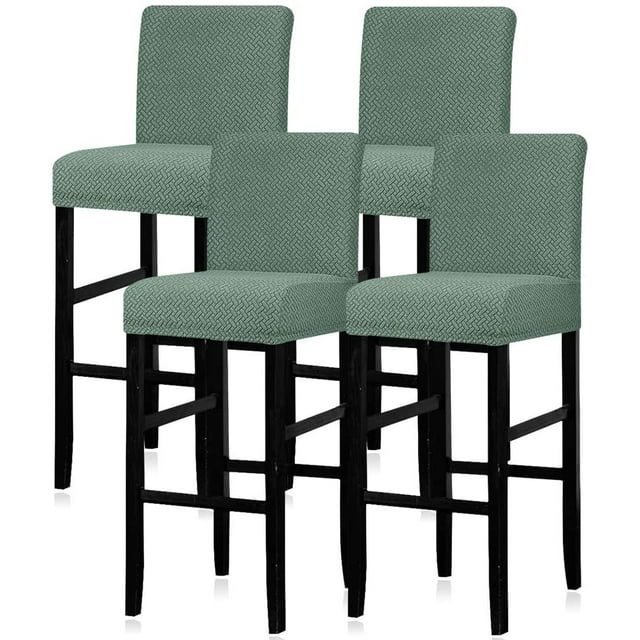 Reusable Pub Counter Stool Chair Covers Slipcover Stretch Removable Washable Dining Room Chair Covers Set of 4(86-Cyan)