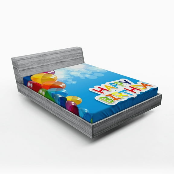 Ambesonne Colorful Fitted Sheet, Vibrant Balloons Sky, Full Size, Multicolor