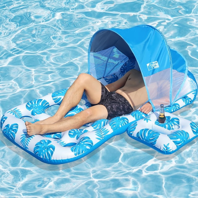 Flotador inflable para piscina COOLCOOLDEE con toldo de protección solar UPF 50+