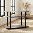 thumbnail image 3 of Wooden TV stand with French Oak Grey and Black finish, 3-Tier, No Tools Assembly, 3 of 6