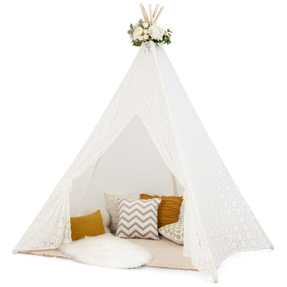 Infans 85" Height 5 Sides Huge Lace Teepee Tent for Kids w/ Light Strings