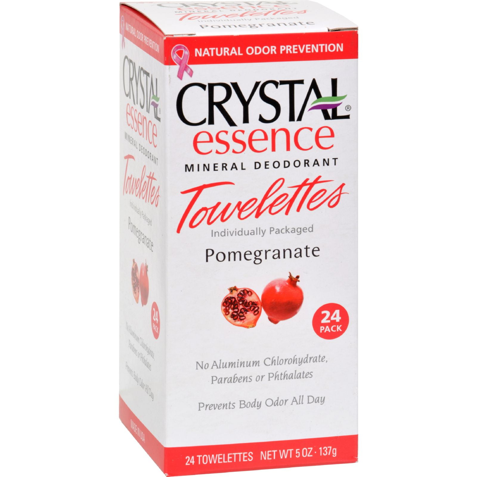 Crystal Essence Mineral Deodorant Towelettes Pomegranate 24
