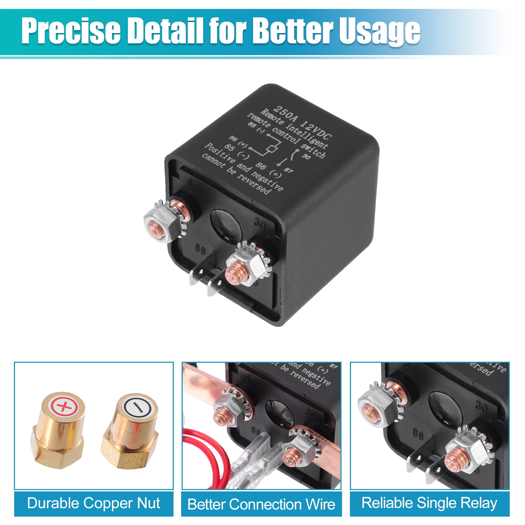 Unique Bargains 1 Set 12V 250A Car Battery Disconnect Switch Remote Kill Switch w/ Relay Keys for Car RV Truck