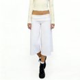 thumbnail image 2 of RUINIXCW Fold Over Capri Pants for Women Flowy Wide Leg Capri Pants Low Rise Yoga Culottes Pants Foldover Leggings Summer Beach Crop Palazzo Pants, 2 of 10