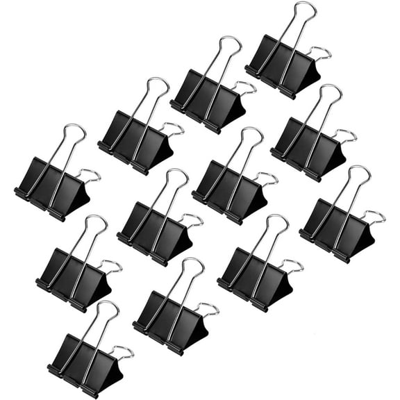 Sturdy Binder Clips for Office Use, 144 Count (12 Pack of 12), Small, 0.75 in, Black